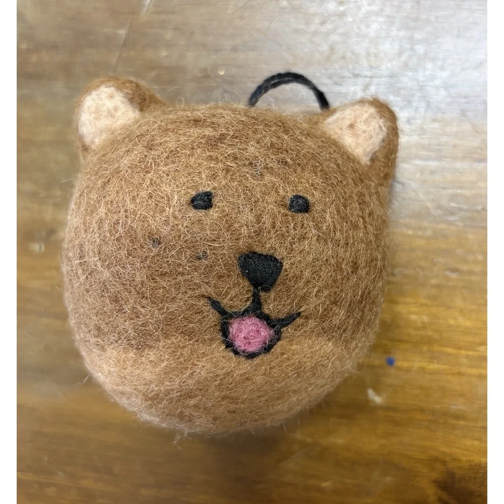 Urban Outfitters 2020 Puff Pet Felt Brown Bear Hanging Ornament